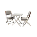 Eenvoudige en moderne bistroset met metalen frame en stoffen bekleding