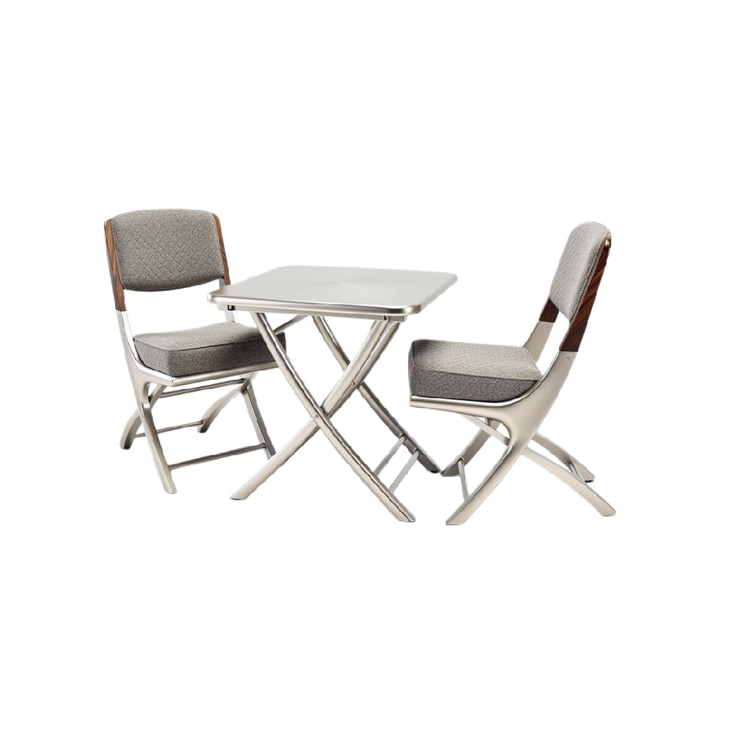 Eenvoudige en moderne bistroset met metalen frame en stoffen bekleding
